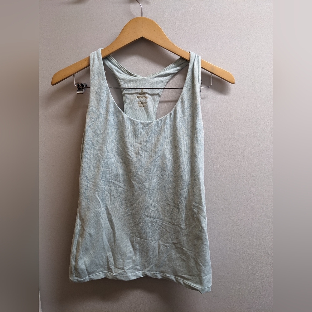 Prana Womens Aqua Scoop Neck Athletic Racer Back Stretch Tank Built In Bra Sz L